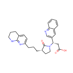 O=C(O)C[C@@H](c1cnc2ccccc2c1)N1CC[C@H](CCCc2ccc3c(n2)NCCC3)C1=O ZINC000013587683