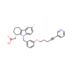 O=C(O)C[C@@H]1CCCc2c1n(Cc1cccc(OCCCC#Cc3cccnc3)c1)c1ccc(F)cc21 ZINC000028113712