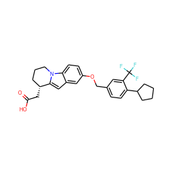 O=C(O)C[C@@H]1CCCn2c1cc1cc(OCc3ccc(C4CCCC4)c(C(F)(F)F)c3)ccc12 ZINC000117791879