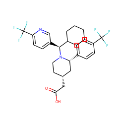 O=C(O)C[C@@H]1CCN([C@@H](c2ccc(C(F)(F)F)nc2)C2CCCCC2)[C@H](c2ccc(C(F)(F)F)cc2)C1 ZINC000049762923