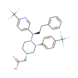 O=C(O)C[C@@H]1CCN([C@H](CCc2ccccc2)c2ccc(C(F)(F)F)nc2)[C@H](c2ccc(C(F)(F)F)cc2)C1 ZINC000049762555