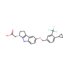 O=C(O)C[C@@H]1CCc2c1[nH]c1ccc(OCc3ccc(C4CC4)c(C(F)(F)F)c3)cc21 ZINC000117524157