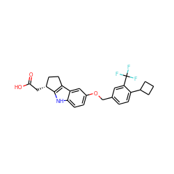 O=C(O)C[C@@H]1CCc2c1[nH]c1ccc(OCc3ccc(C4CCC4)c(C(F)(F)F)c3)cc21 ZINC000117527497