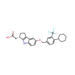 O=C(O)C[C@@H]1CCc2c1[nH]c1ccc(OCc3ccc(C4CCCCC4)c(C(F)(F)F)c3)cc21 ZINC000117527348