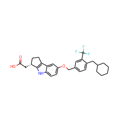 O=C(O)C[C@@H]1CCc2c1[nH]c1ccc(OCc3ccc(CC4CCCCC4)c(C(F)(F)F)c3)cc21 ZINC000117528342