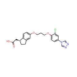 O=C(O)C[C@@H]1CCc2cc(OCCCOc3ccc(-n4cnnc4)cc3Cl)ccc21 ZINC000014977067