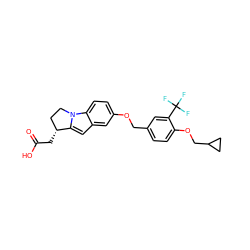 O=C(O)C[C@@H]1CCn2c1cc1cc(OCc3ccc(OCC4CC4)c(C(F)(F)F)c3)ccc12 ZINC000117792431