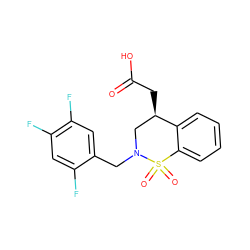 O=C(O)C[C@@H]1CN(Cc2cc(F)c(F)cc2F)S(=O)(=O)c2ccccc21 ZINC000073198833