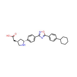 O=C(O)C[C@@H]1CN[C@@H](c2ccc(-c3noc(-c4ccc(C5CCCCC5)cc4)n3)cc2)C1 ZINC000035849449