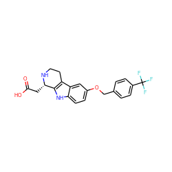 O=C(O)C[C@@H]1NCCc2c1[nH]c1ccc(OCc3ccc(C(F)(F)F)cc3)cc21 ZINC000114895501