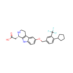 O=C(O)C[C@@H]1NCCc2c1[nH]c1ccc(OCc3ccc(C4CCCC4)c(C(F)(F)F)c3)cc21 ZINC000114897570