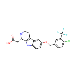 O=C(O)C[C@@H]1NCCc2c1[nH]c1ccc(OCc3ccc(Cl)c(C(F)(F)F)c3)cc21 ZINC000114897870