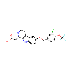 O=C(O)C[C@@H]1NCCc2c1[nH]c1ccc(OCc3ccc(OC(F)(F)F)c(Cl)c3)cc21 ZINC000114897111