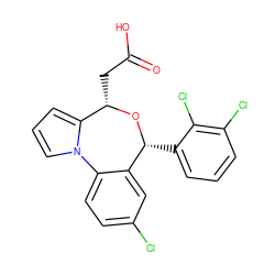 O=C(O)C[C@@H]1O[C@H](c2cccc(Cl)c2Cl)c2cc(Cl)ccc2-n2cccc21 ZINC000084687294