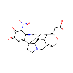 O=C(O)C[C@@H]1OCC=C2CN3CC[C@]45C6=CC(=O)C(=O)C([N+](=O)[O-])C6=N[C@@H]4[C@@H]1[C@H]2C[C@@H]35 ZINC000254036066