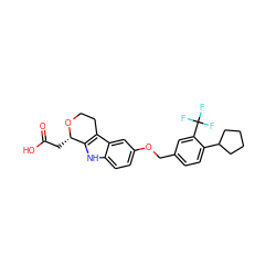 O=C(O)C[C@@H]1OCCc2c1[nH]c1ccc(OCc3ccc(C4CCCC4)c(C(F)(F)F)c3)cc21 ZINC000114869834