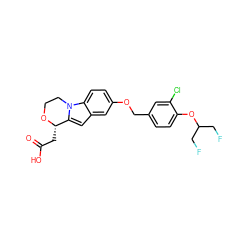 O=C(O)C[C@@H]1OCCn2c1cc1cc(OCc3ccc(OC(CF)CF)c(Cl)c3)ccc12 ZINC000114905094