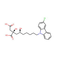 O=C(O)C[C@](O)(C[C@@H](O)CCCCCn1c2ccccc2c2cc(Cl)ccc21)C(=O)O ZINC000095552847