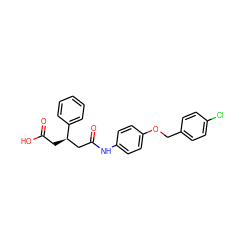 O=C(O)C[C@H](CC(=O)Nc1ccc(OCc2ccc(Cl)cc2)cc1)c1ccccc1 ZINC000217071566