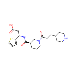 O=C(O)C[C@H](NC(=O)[C@@H]1CCCN(C(=O)CCC2CCNCC2)C1)c1cccs1 ZINC000013803111