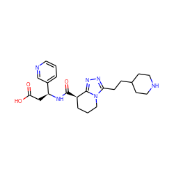 O=C(O)C[C@H](NC(=O)[C@@H]1CCCn2c(CCC3CCNCC3)nnc21)c1cccnc1 ZINC000026576579