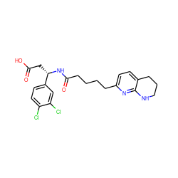 O=C(O)C[C@H](NC(=O)CCCCc1ccc2c(n1)NCCC2)c1ccc(Cl)c(Cl)c1 ZINC000299821918