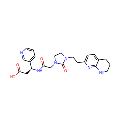 O=C(O)C[C@H](NC(=O)CN1CCN(CCc2ccc3c(n2)NCCC3)C1=O)c1cccnc1 ZINC000013436062