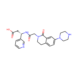 O=C(O)C[C@H](NC(=O)CN1CCc2ccc(N3CCNCC3)cc2C1=O)c1cccnc1 ZINC000000838653