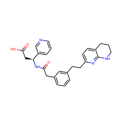 O=C(O)C[C@H](NC(=O)Cc1cccc(CCc2ccc3c(n2)NCCC3)c1)c1cccnc1 ZINC000013489936