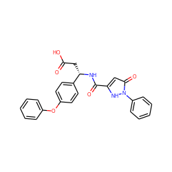 O=C(O)C[C@H](NC(=O)c1cc(=O)n(-c2ccccc2)[nH]1)c1ccc(Oc2ccccc2)cc1 ZINC000095554850