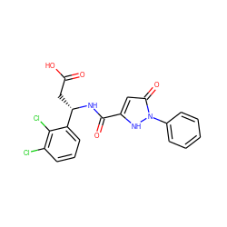 O=C(O)C[C@H](NC(=O)c1cc(=O)n(-c2ccccc2)[nH]1)c1cccc(Cl)c1Cl ZINC000095557730