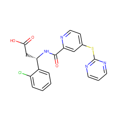 O=C(O)C[C@H](NC(=O)c1cc(Sc2ncccn2)ccn1)c1ccccc1Cl ZINC000261170151