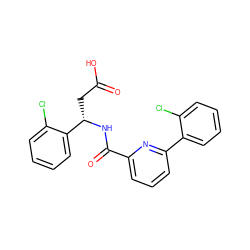 O=C(O)C[C@H](NC(=O)c1cccc(-c2ccccc2Cl)n1)c1ccccc1Cl ZINC000203336848