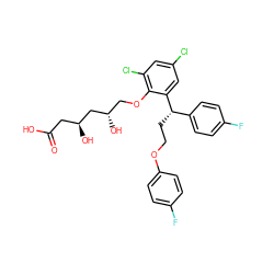 O=C(O)C[C@H](O)C[C@@H](O)COc1c(Cl)cc(Cl)cc1[C@@H](CCOc1ccc(F)cc1)c1ccc(F)cc1 ZINC000026749133