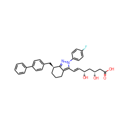 O=C(O)C[C@H](O)C[C@H](O)/C=C/c1c2c(nn1-c1ccc(F)cc1)[C@H](Cc1ccc(-c3ccccc3)cc1)CCC2 ZINC000001534298