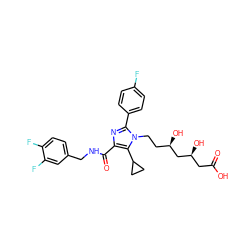 O=C(O)C[C@H](O)C[C@H](O)CCn1c(-c2ccc(F)cc2)nc(C(=O)NCc2ccc(F)c(F)c2)c1C1CC1 ZINC000071295143