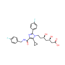 O=C(O)C[C@H](O)C[C@H](O)CCn1c(-c2ccc(F)cc2)nc(C(=O)NCc2ccc(F)cc2)c1C1CC1 ZINC000071295039