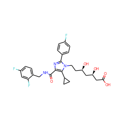 O=C(O)C[C@H](O)C[C@H](O)CCn1c(-c2ccc(F)cc2)nc(C(=O)NCc2ccc(F)cc2F)c1C1CC1 ZINC000071294969