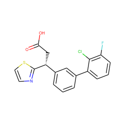 O=C(O)C[C@H](c1cccc(-c2cccc(F)c2Cl)c1)c1nccs1 ZINC000221096787