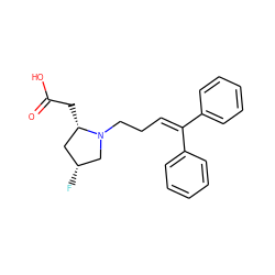 O=C(O)C[C@H]1C[C@@H](F)CN1CCC=C(c1ccccc1)c1ccccc1 ZINC000045352505