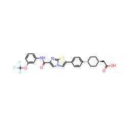 O=C(O)C[C@H]1CC[C@H](c2ccc(-c3cn4cc(C(=O)Nc5cccc(OC(F)(F)F)c5)nc4s3)cc2)CC1 ZINC001772602300