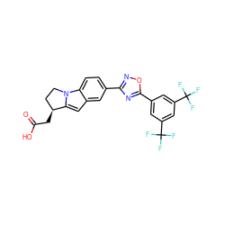 O=C(O)C[C@H]1CCn2c1cc1cc(-c3noc(-c4cc(C(F)(F)F)cc(C(F)(F)F)c4)n3)ccc12 ZINC000084671357