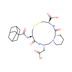 O=C(O)C[C@H]1CN2CCCC[C@H]2C(=O)N[C@H](C(=O)O)CSSC[C@H](NC(=O)C23CC4CC(CC(C4)C2)C3)C(=O)N1 ZINC000028107416