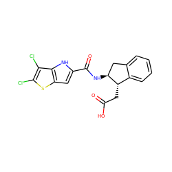 O=C(O)C[C@H]1c2ccccc2C[C@@H]1NC(=O)c1cc2sc(Cl)c(Cl)c2[nH]1 ZINC000049111963