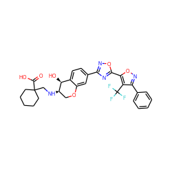 O=C(O)C1(CN[C@@H]2COc3cc(-c4noc(-c5onc(-c6ccccc6)c5C(F)(F)F)n4)ccc3[C@@H]2O)CCCCC1 ZINC000146198911