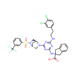 O=C(O)C1(Nc2nc(NCCc3ccc(Cl)c(Cl)c3)nc(N3C[C@H]4C[C@H]3CN4S(=O)(=O)c3cccc(C(F)(F)F)c3)n2)Cc2ccccc2C1 ZINC000261165790