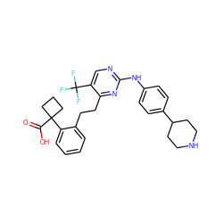 O=C(O)C1(c2ccccc2CCc2nc(Nc3ccc(C4CCNCC4)cc3)ncc2C(F)(F)F)CCC1 ZINC001772647941