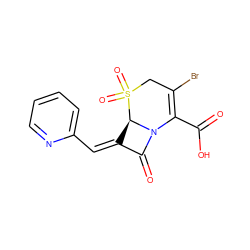 O=C(O)C1=C(Br)CS(=O)(=O)[C@@H]2/C(=C\c3ccccn3)C(=O)N12 ZINC000013442990