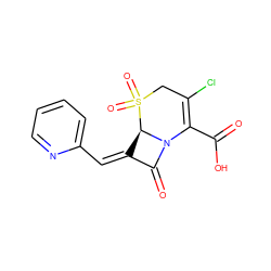 O=C(O)C1=C(Cl)CS(=O)(=O)[C@@H]2/C(=C\c3ccccn3)C(=O)N12 ZINC000013442988