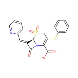 O=C(O)C1=C(Sc2ccccc2)CS(=O)(=O)[C@@H]2/C(=C\c3ccccn3)C(=O)N12 ZINC000013442999